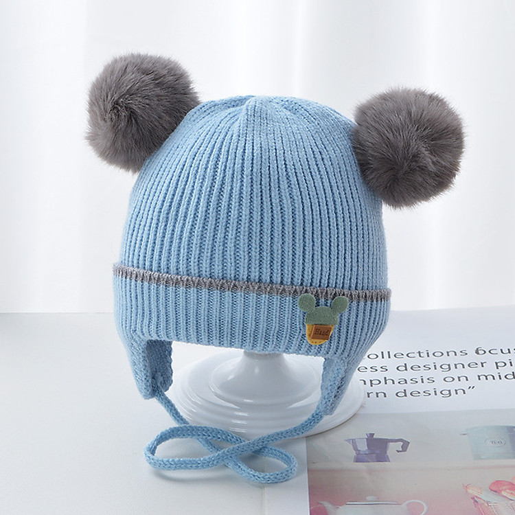 Mũ len lót bông cho bé sơ sinh 0-5 tháng-M52