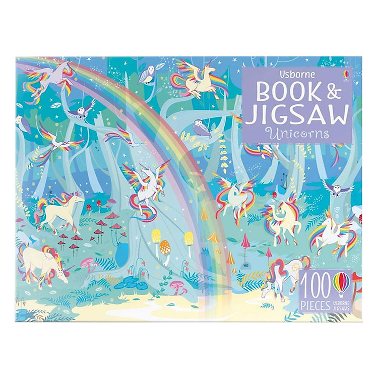 Sách Usborne Unicorns Sticker Book and Jigsaw Unicorns