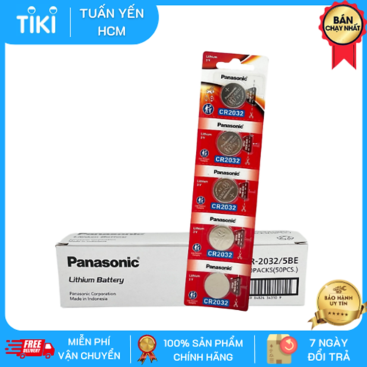 5 Viên Pin CR2032 3V Panasonic Lithium thay pin Smartkey , Cmos , Pin thay Airtag - Hàng chính hãng