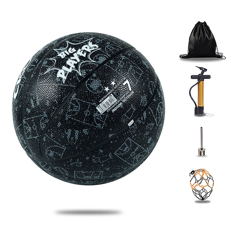 Banh Bóng Rổ Da Big Playes - Số 7 - Tặng Bơm + Balo rút + Kim bơm + Túi lưới