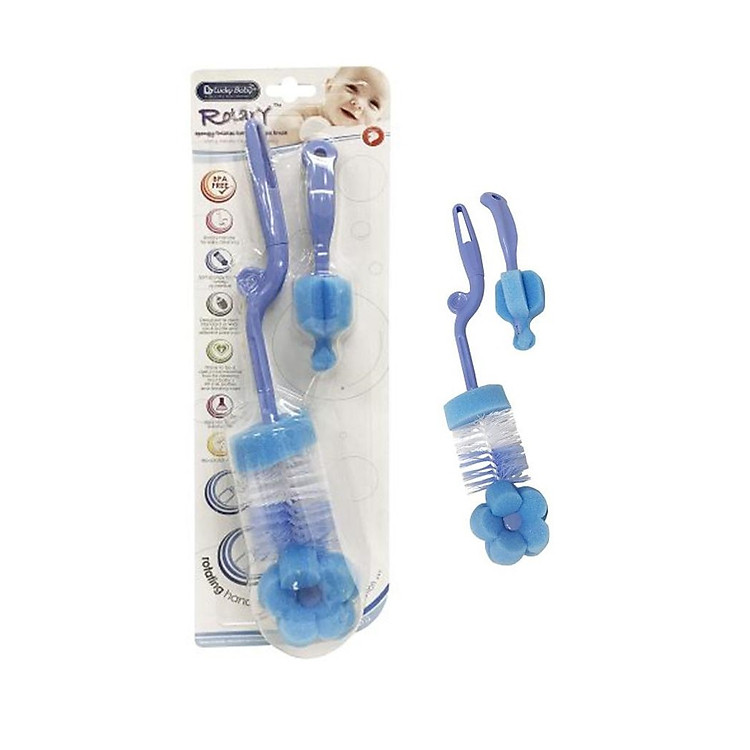 Cọ rửa bình và núm vú Lucky Baby - RotarySpongy/Bristles Bottle & Nipple Brush 605912