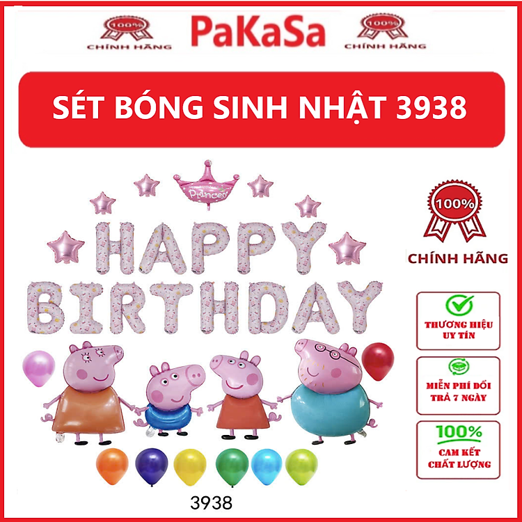 Bóng Bóng Trang Trí Sinh Nhật (Sét 3938 Hồng)