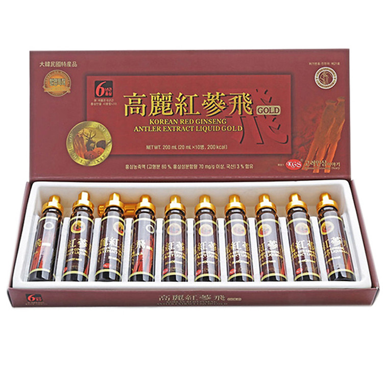 Thực phẩm chức năng Nước hồng sâm nhung hươu linh chi (10 ống)