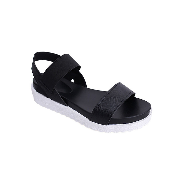 Giày Sandal Nữ Đế Bằng 5P - Đen