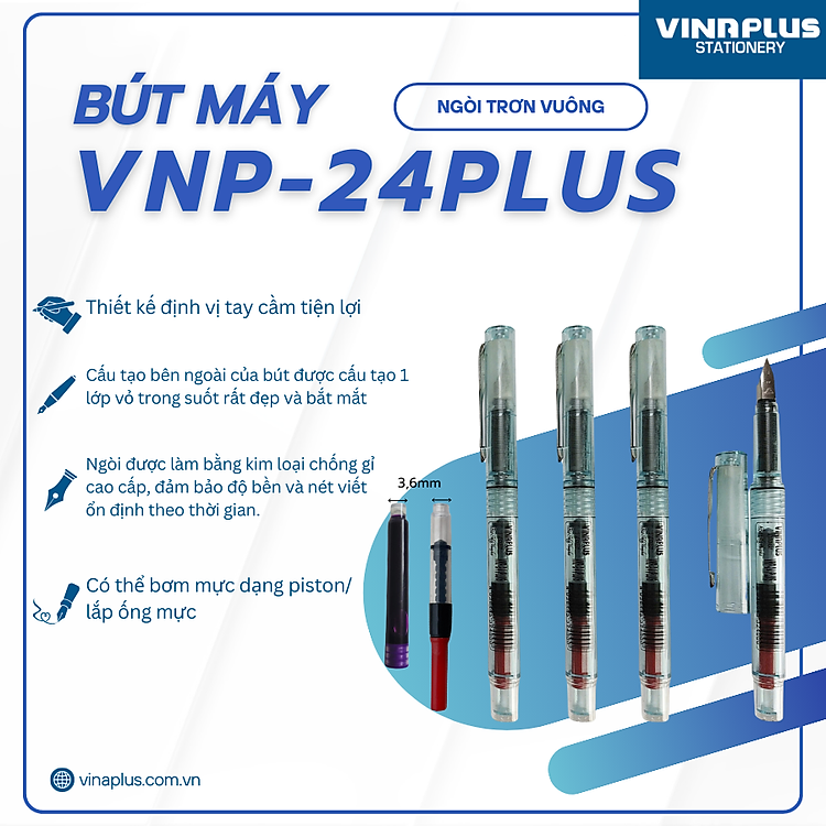 Bút Máy Vinaplus VNP-24 PLUS Vỏ Trong Suốt - Ảnh 2