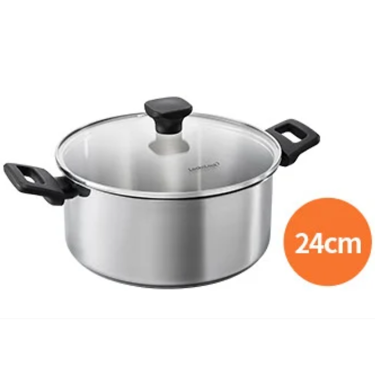 Nồi Inox LocknLock Daily STS PPW thân bằng thép không gỉ 304, kèm nắp kính trong suốt, tay cầm chịu nhiệt CSS1823IH - CSC2023IH - CSC2423IH