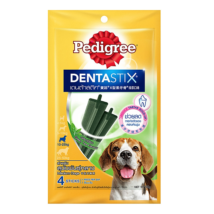 Bánh Xương Chăm Sóc Răng Pedigree Dentastix Chó Trung Bình 10 - 25kg Vị Trà Xanh (98g)