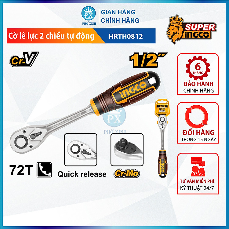 Cờ lê lực 2 chiều tự động điều chỉnh đa năng INGCO ( HRTH0814 1/4", HRTH0812 1/2", HRTH0838 3/8") cần siết lực thép Cr-V siêu cứng chống rỉ sét