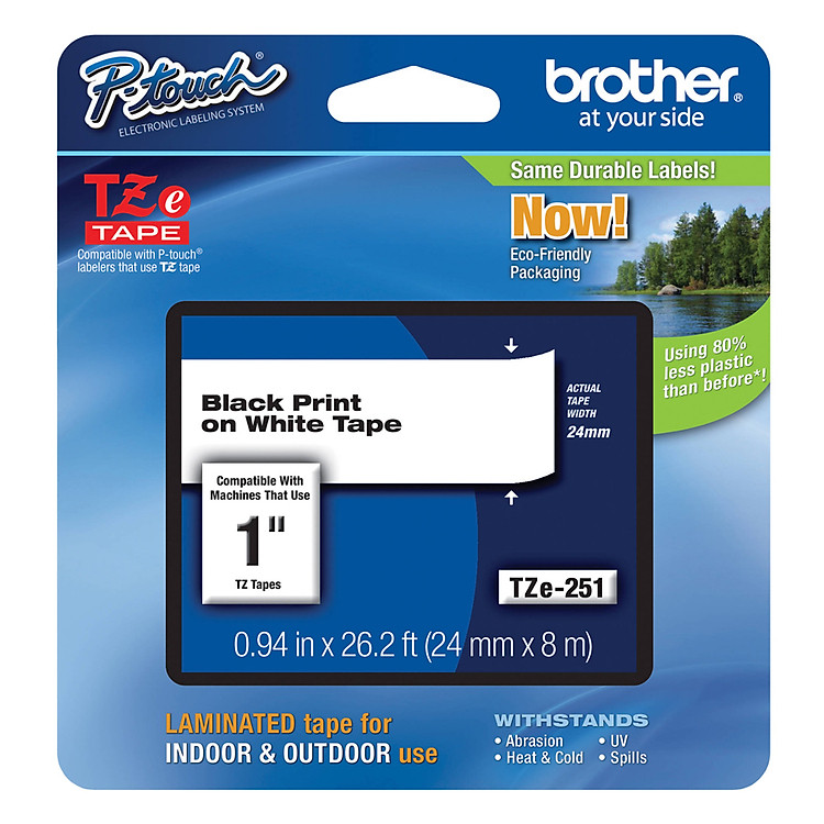 Nhãn In Tiêu Chuẩn TZE Brother Tze-251 Chữ Đen Trên Nền Trắng (24mm) - Hàng Chính Hãng