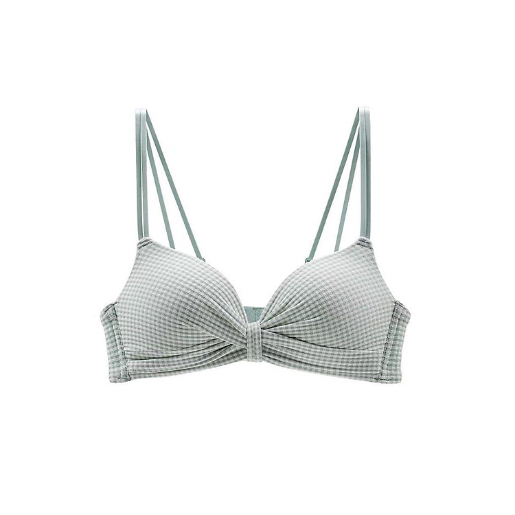 Áo lót nữ không gọng chất su mềm mịn, họa tiết kẻ caro dây kép nâng ngực quyến rũ - ZAN09