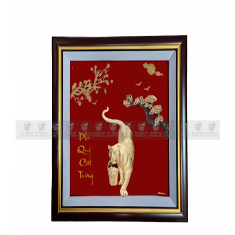 Tranh hổ dát vàng 24k MT GOLD ART (30x30cm)- Hàng chính hãng, trang trí nhà cửa, phòng làm việc, quà tặng sếp, đối tác, khách hàng, tân gia, khai trương
