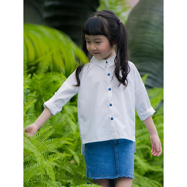 Áo sơ mi bé gái nơ sau LK0252