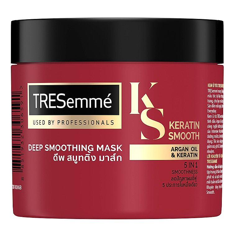 Kem Ủ Tóc TRESEMME Keratin Smooth Cho tóc khô xơ rối Tinh Dầu Argan & Keratin Dưỡng Tóc Vào Nếp Suôn Mượt 180ml