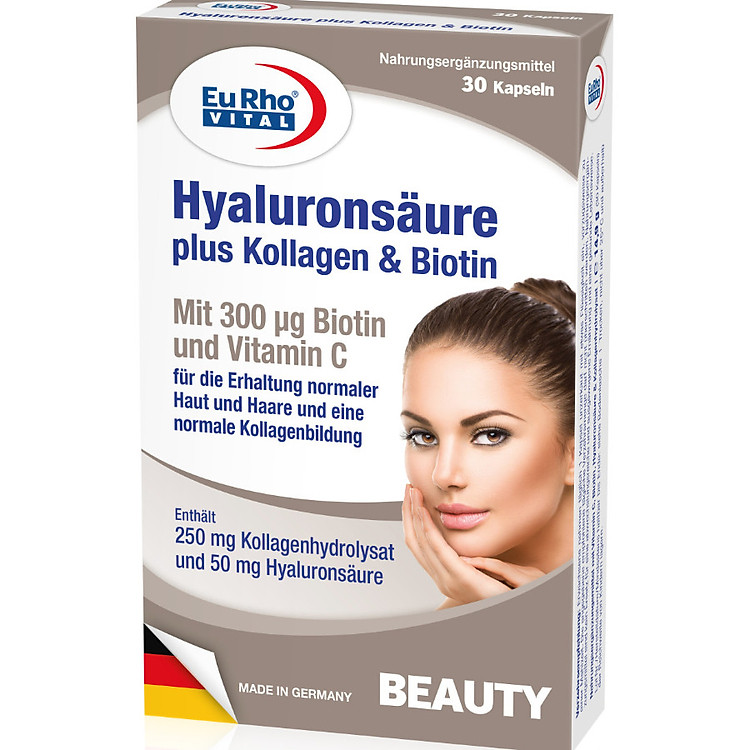 Thực phẩm chức năng EuRho Vital Hyaluronsaure plus Kollagen and Biotin