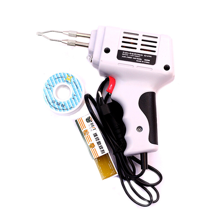Mỏ Hàn Xung 220V 100W(Xám) Tặng 01 Cuộn Thiếc 50G, 01 Nhựa Thông Hộp