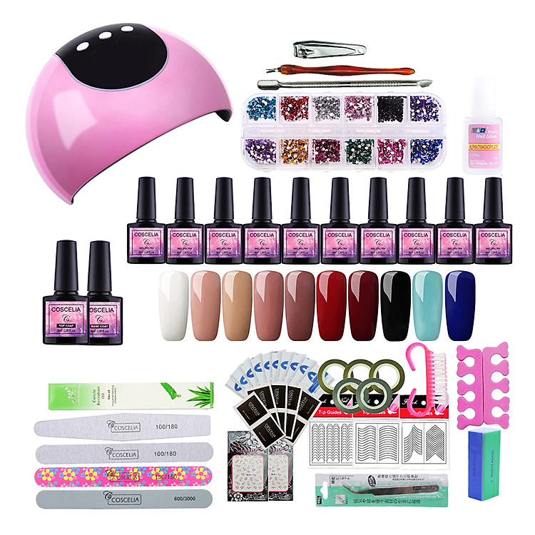 Máy Sấy Khô Sơn Móng LED UV + Bộ Dụng Cụ Làm Móng Coscelia