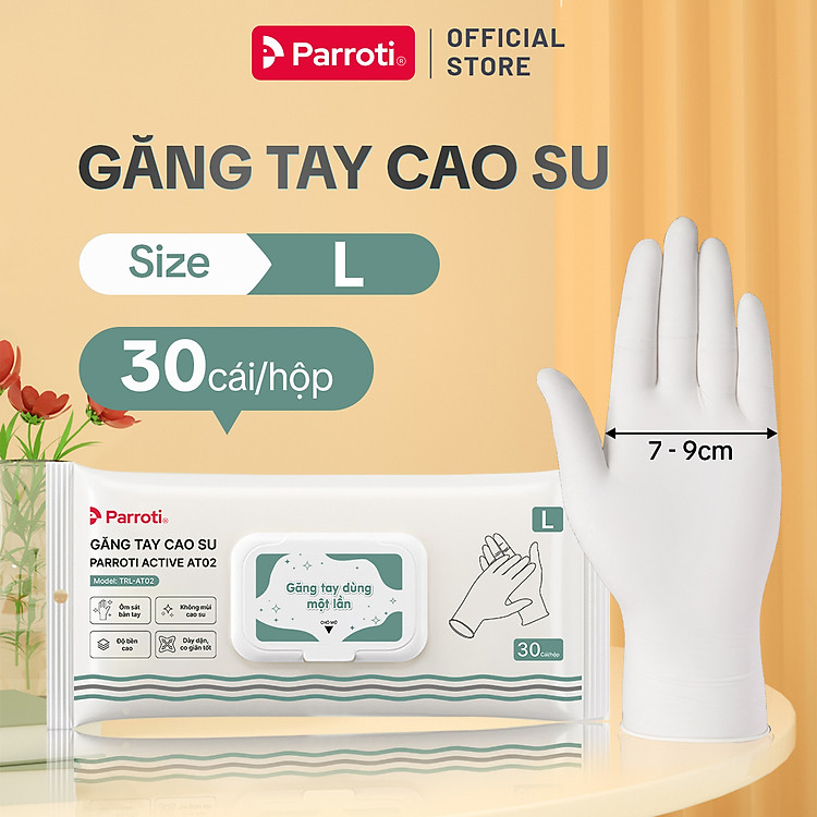 Găng Tay Cao Su Nitrile Dùng Chế Biến Thực Phẩm, Siêu Dai, An Toàn, Không Mùi, Chống Trơn Trượt Parroti Active - AT02