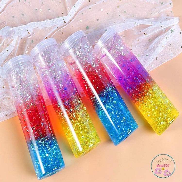 SLIME kim tuyến thuỷ tinh CHAI LỚN mix 3 màu galaxy cầu vồng cực đẹp Slam thiết kế độc đáo ấn tượng squishy