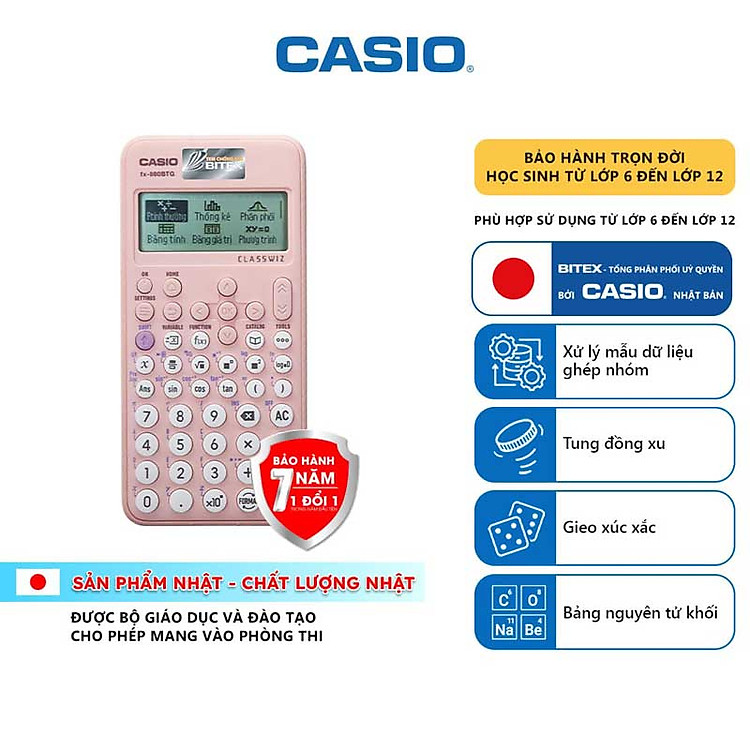 Máy Tính Casio Fx-880BTG (TL) Hồng + Bút Bi Pilot BP-1RT - Ảnh 2