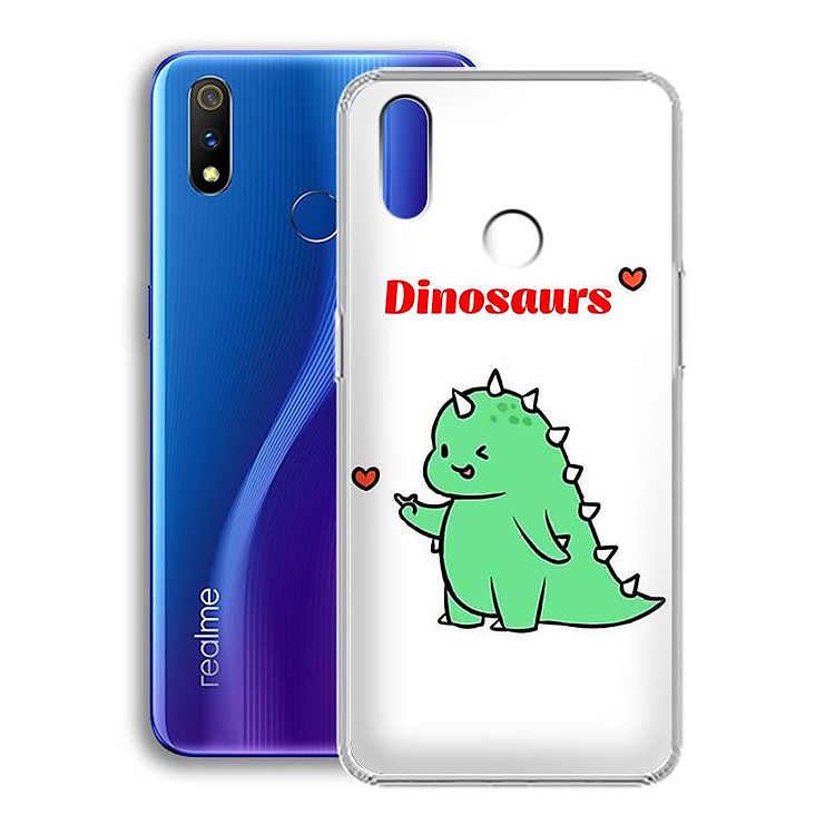 Ốp lưng dẻo cho điện thoại Realme 3 Pro - 01221 7877 DINOSAURS04 - Khủng long dễ thương - Hàng Chính Hãng