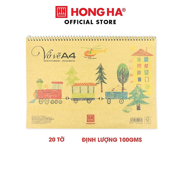 Vở vẽ lò xo Hồng Hà Green A4 thân thiện với môi trường - 4947
