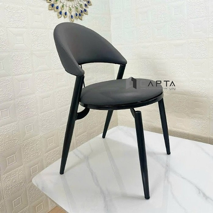Ghế bàn trang điểm hiện đại ECO 18A-P Nội thất Capta Ghế trang điểm nệm tròn bọc da pvc cao cấp chân sắt sơn tĩnh điện màu đen tại tp hcm