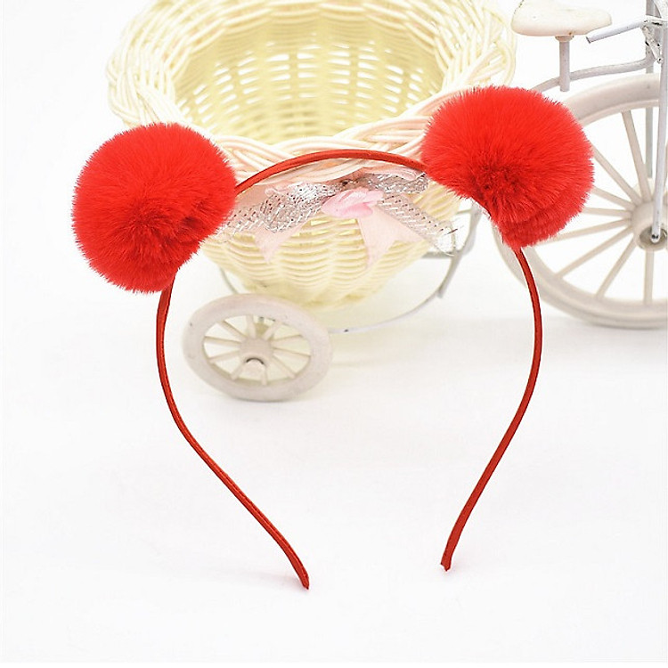 Cài tóc hai cục bông dễ thương