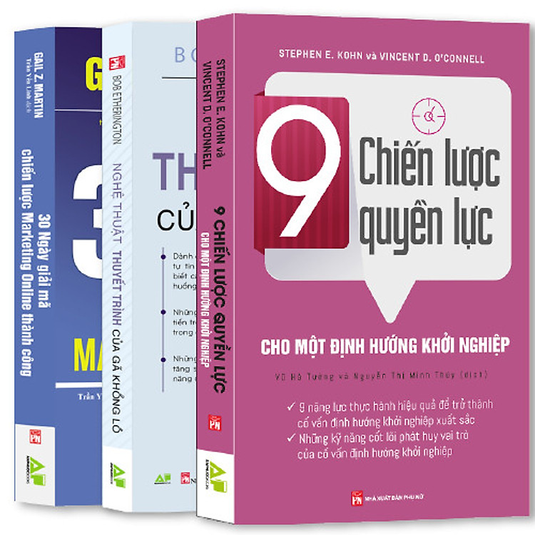 Combo 3 Cuốn 9 Chiến Lược Quyền Lực Cho Một Định Hướng Khởi Nghiệp + Nghệ Thuật Thuyết Trình Của Gã Khổng Lồ + 30 Ngày Giải Mã Chiến Lược Marketing Online Thành Công