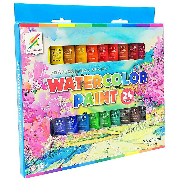 Hộp 24 Tuýp Màu Vẽ Nước 12ml Colormate - Ảnh 5