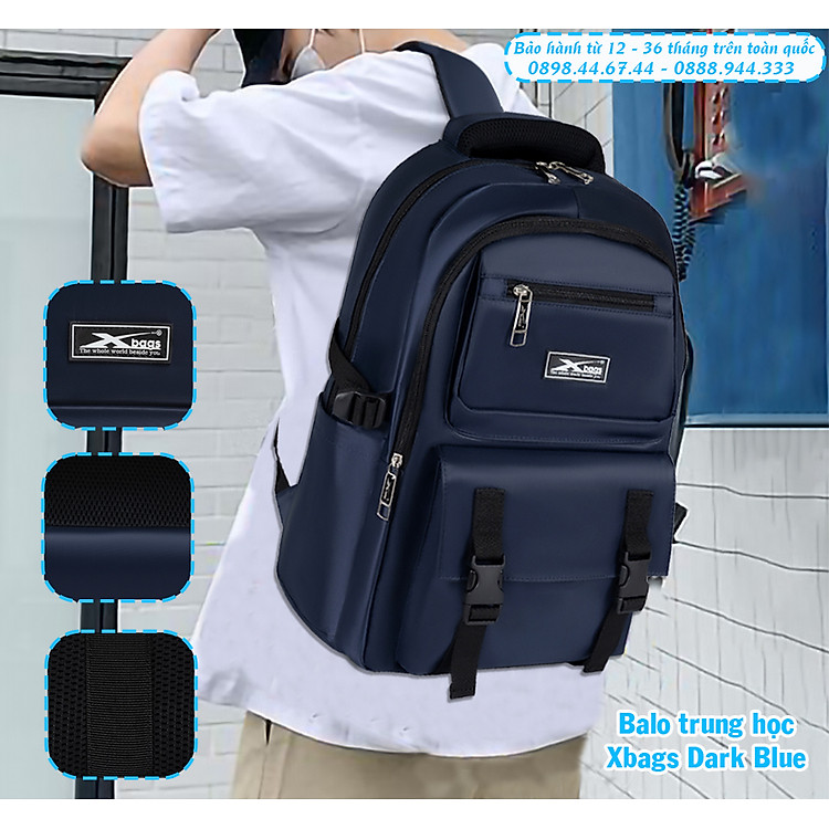 Balo học sinh chống nước Xbags Dark Blue Xb 3202