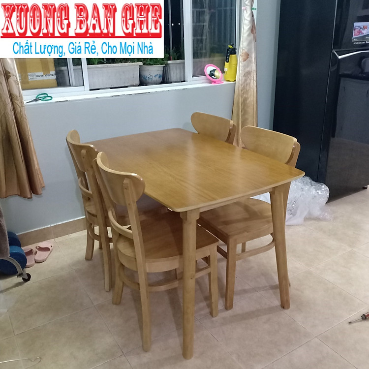 Free ship Bộ bàn ăn mango ghế mặt gỗ 1m2 4 ghế. HCM Biên Hòa Bình Dương