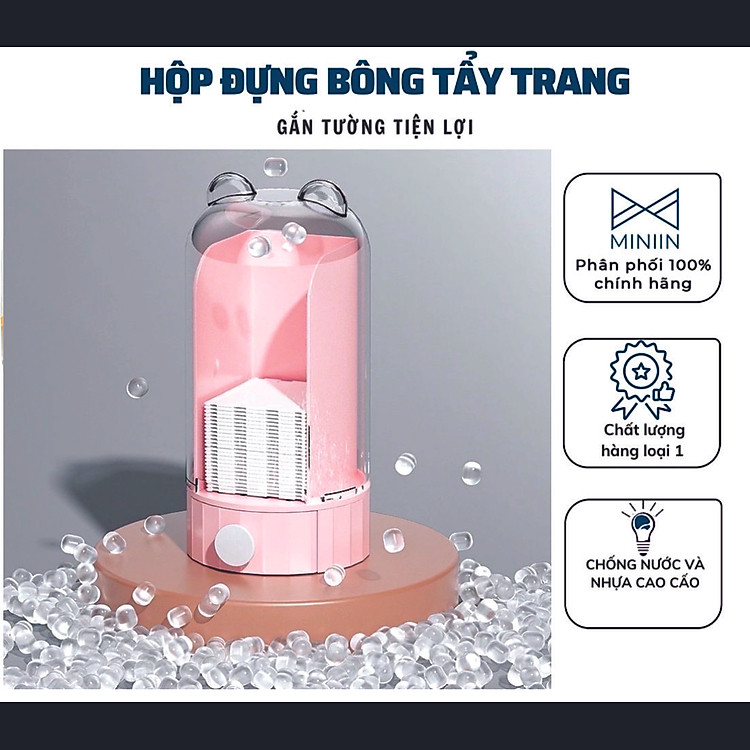 Ống Đựng Bông Tẩy Trang, Cột Tóc, Tăm Bông Treo Tường Thông Minh màu Ngẫu Nhiên- Hàng Loại 1 - Chính Hãng