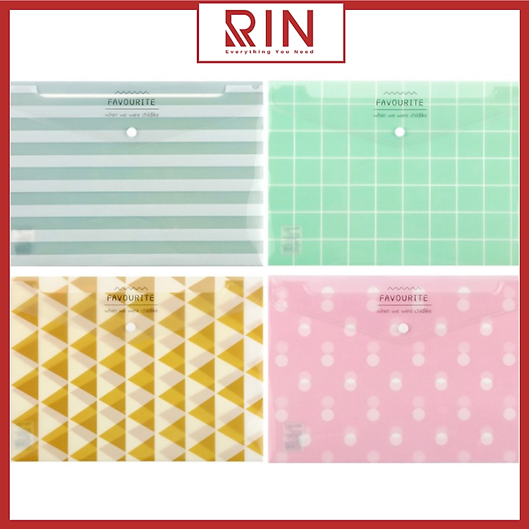 Bìa nút bấm A4 / Túi đựng tài liệu A4 - Retro Colors (ngẫu nhiên) - Ảnh 4