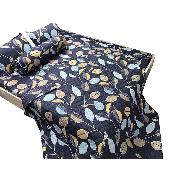 Chăn hè Cotton Poly lá đề đen