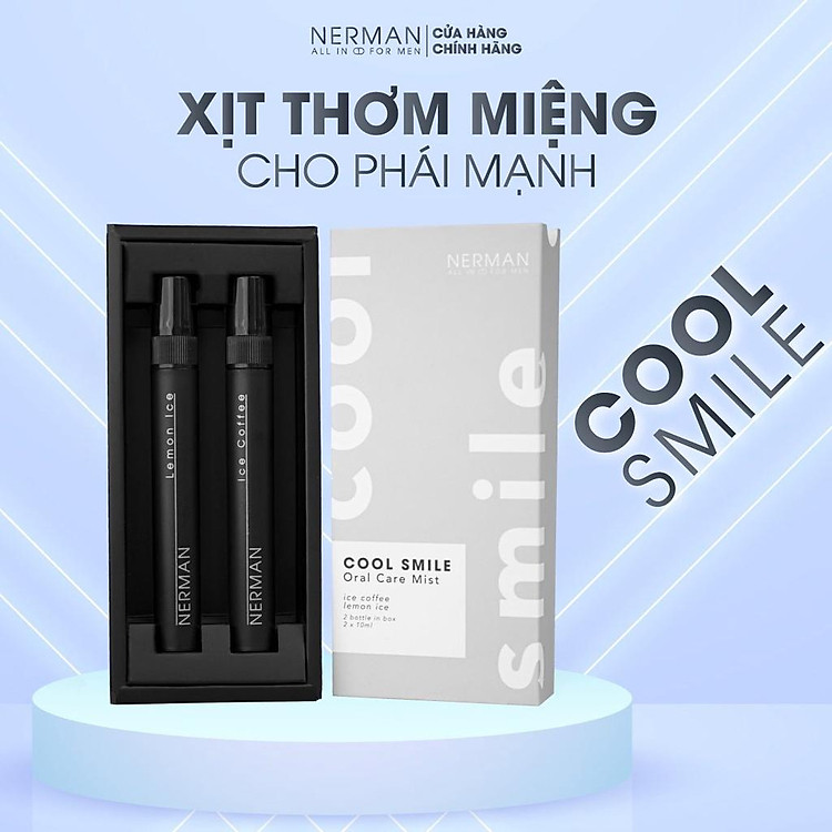 Xịt thơm miệng Nerman Cool Smile 2 hương Ice Coffee & Lemon Ice 10ml/chai