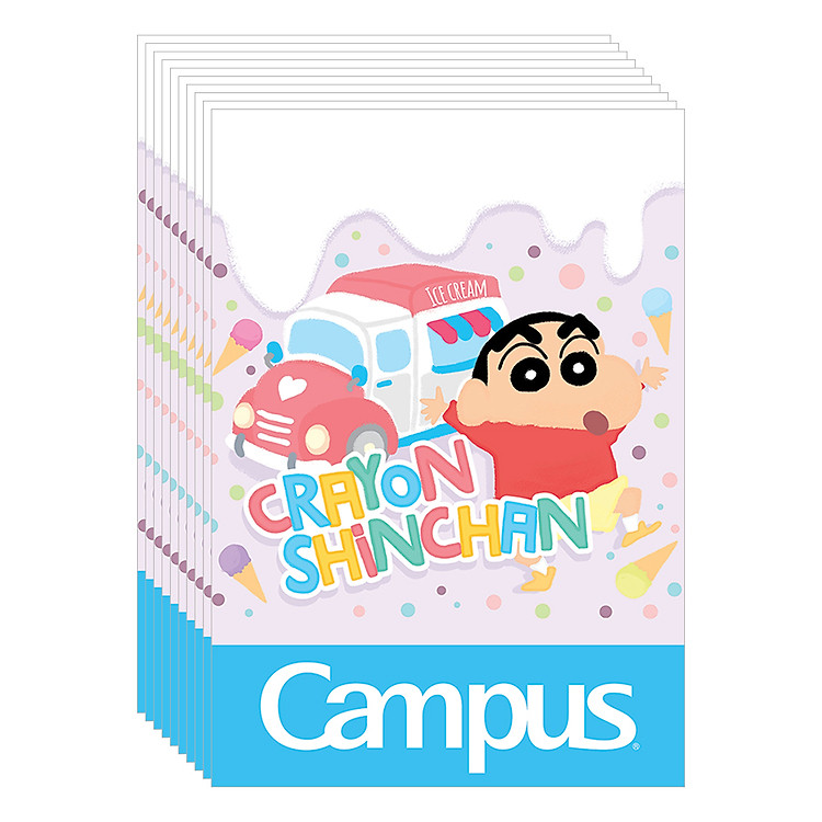 Lốc 10 Cuốn Vở 4 Ô Ly (2,5X2,5Mm) Campus Shinchan-Crayon NB-BSCC80 - ĐL 100 (80 Trang) - Giao Mẫu Ngẫu Nhiên