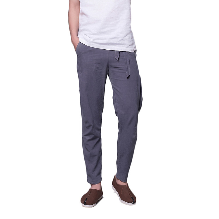 Quần đũi nam dáng baggy có đai rời ghi