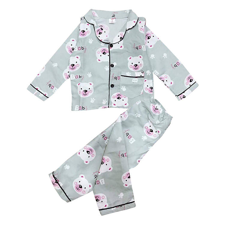 Set Pijama Dài Tay Cho Bé - Hình Gấu Xám