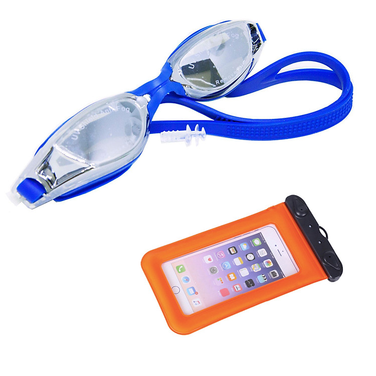 Combo Kính bơi tráng gương + túi chống nước cho điện thoại Sportslink