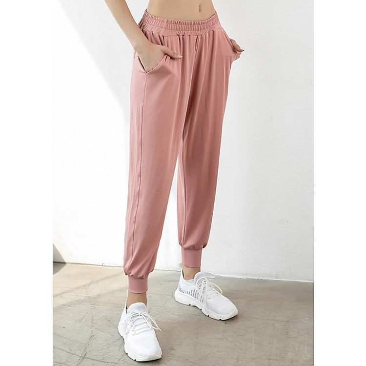 Quần Jogger tập Yoga Louro QL41, kiểu quần tập Gym nữ phom rộng che khuyết điểm, co giãn 4 chiều, mặc thoáng mát