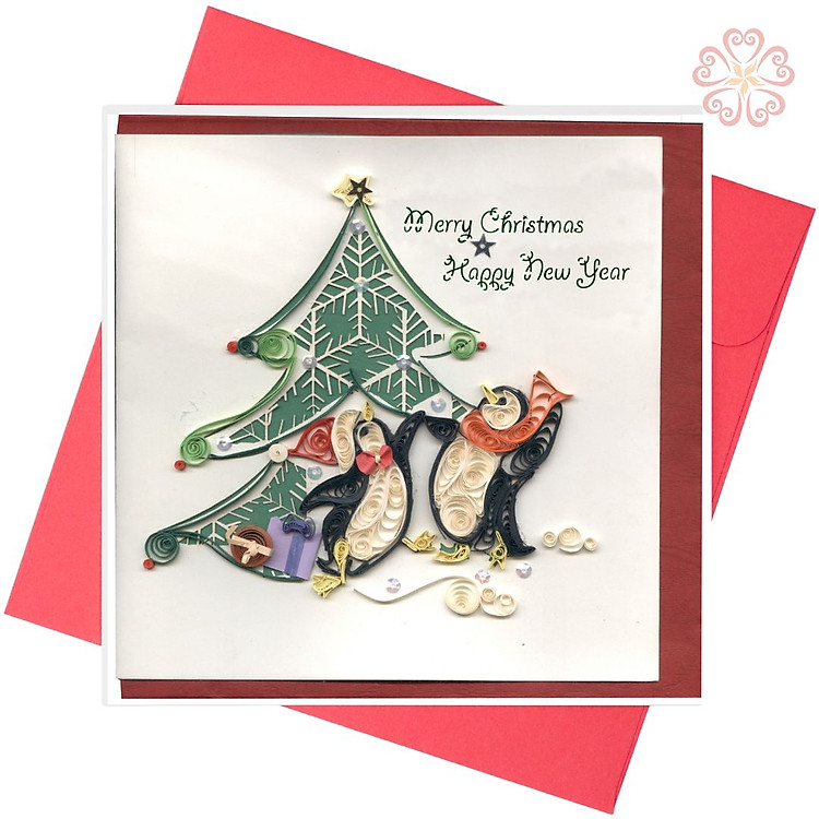 Thiệp Giáng Sịnh Giấy Xoắn Cây Thông Noel