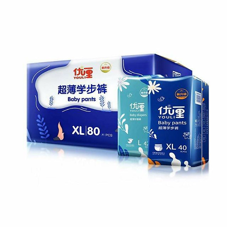 Tã Bỉm Dán/Quần YOULI XANH Đủ Size S108/M96/M88/L84/XL80/XXL72/XXXL68