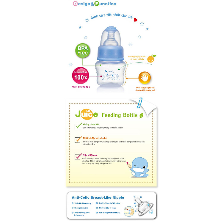 Bình Sữa Nhựa PP KuKuduckbill 60ML - Xanh Uy tín Giá tốt - Hình ảnh 3