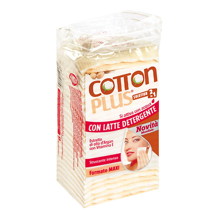 Bông Tẩy Trang Cotton Plus 2 Trong 1 Chiết Xuất Dầu Argan - Vitamin E (50 Miếng)