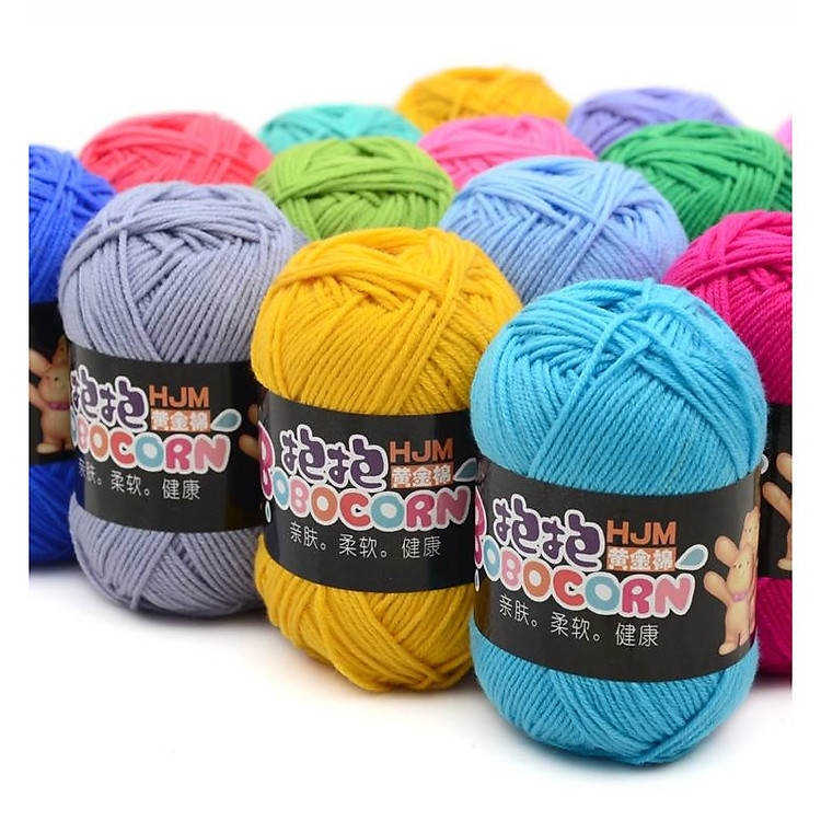 Len Sợi Đan Móc Cuộn 50gr Bao Gồm 42 Màu , Len Milk Cotton BOBO Mềm Mịn Sợi To 2mm Dành Cho Người Mới Bắt Đầu Rất Thích Hợp Móc Thú Len, Thêu Len Xù Punch Needle