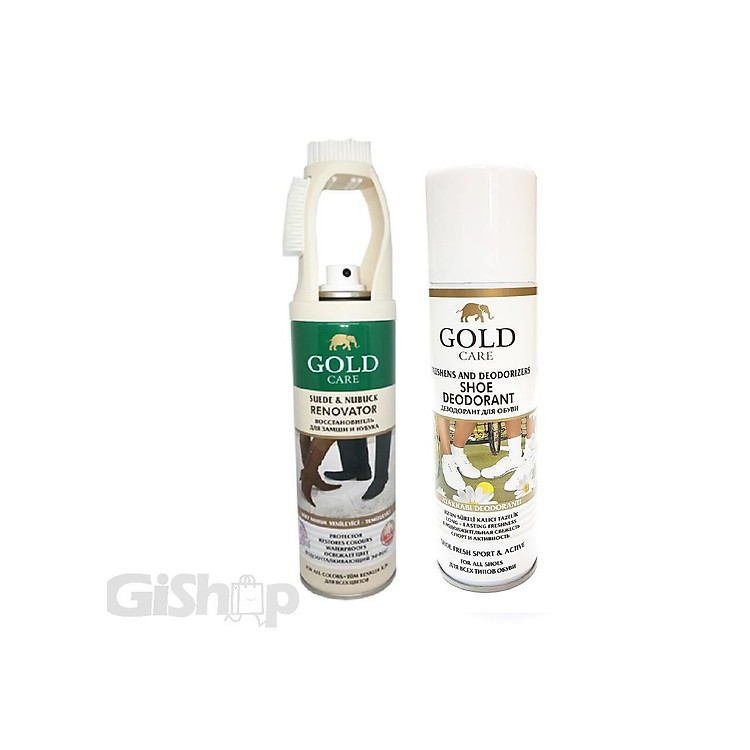 COMBO CHĂM SÓC GIÀY GIÀNH CHO DA LỘN GỒM CHẤT BẢO VỆ DA, GIÀY GOLDCARE GC3001 VÀ XỊT KHỬ MÙI GC3003