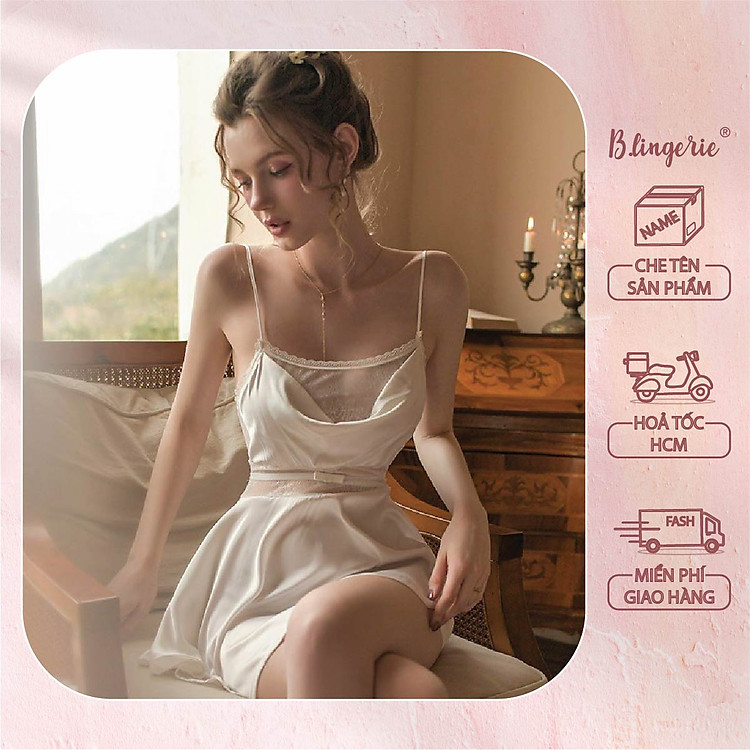 Váy Ngủ Hai Dây Thắt Eo Gợi Cảm (Không kèm áo choàng) - B.Lingerie