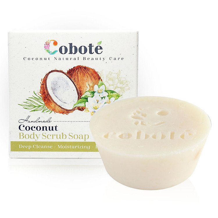 Xà bông dừa Tẩy tế bào chết Coboté - Hoa Lài - Handmade - 100% thiên nhiên - Công thức dừa toàn phần