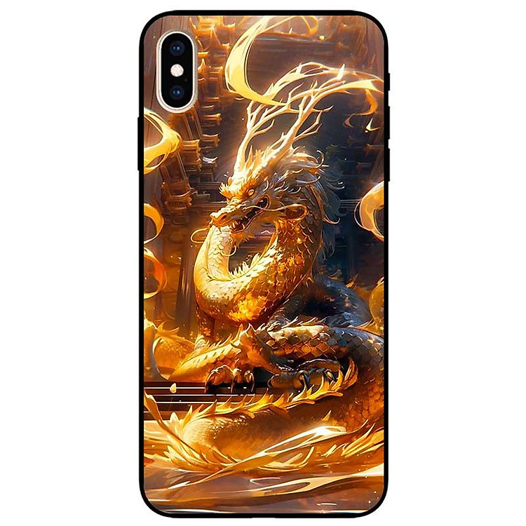 Ốp lưng dành cho Iphone X - Xs - Xs Max - XR - 11 - 11 Pro Max - Rồng Vàng Lửa - Hàng Chính Hãng