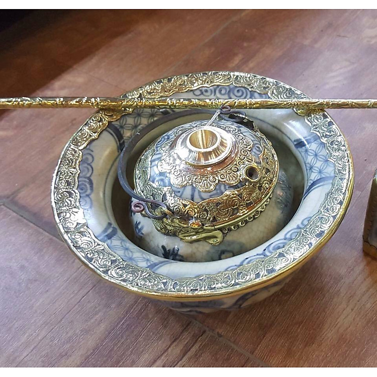 Bát điếu bọc đồng men rạn gốm sứ Gia Hưng Bát Tràng - Ảnh 2
